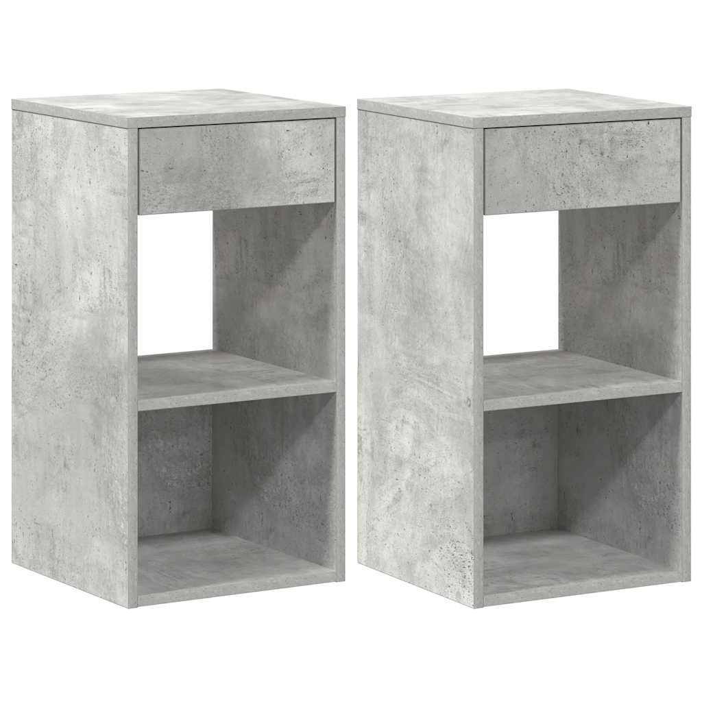 Tables de chevet avec tiroir 2 pcs gris béton 35x34x66,5 cm