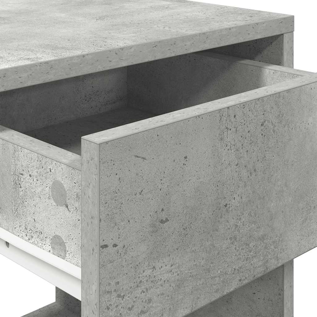 Tables de chevet avec tiroir 2 pcs gris béton 35x34x66,5 cm