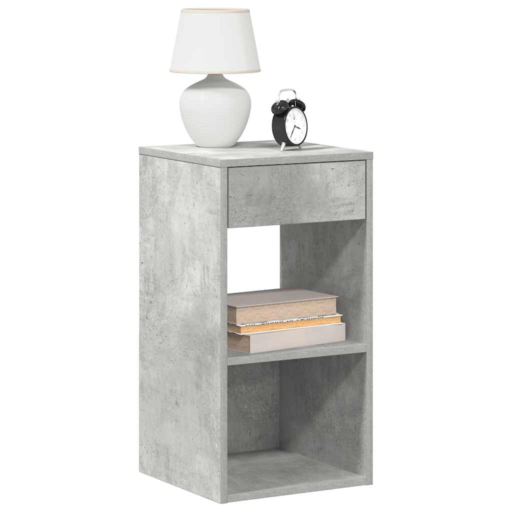 Tables de chevet avec tiroir 2 pcs gris béton 35x34x66,5 cm