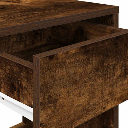 Tables de chevet avec tiroir 2 pcs chêne fumé 35x34x66,5 cm