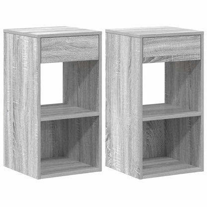 Tables de chevet avec tiroir 2 pcs sonoma gris 35x34x66,5 cm