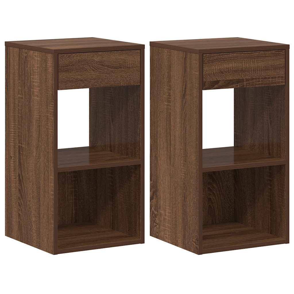 Tables de chevet avec tiroir 2 pcs chêne marron 35x34x66,5 cm