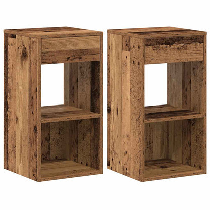 Tables de chevet avec tiroir 2 pcs vieux bois 35x34x66,5 cm