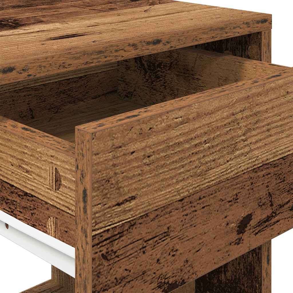 Tables de chevet avec tiroir 2 pcs vieux bois 35x34x66,5 cm