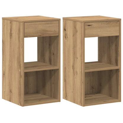 Tables de chevet avec tiroir 2 pcs chêne artisanal 35x34x66,5cm