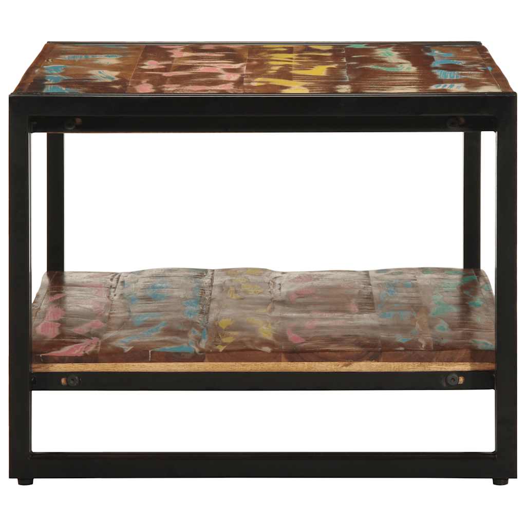 Table basse multicolore 90x50x38 cm bois de récupération massif