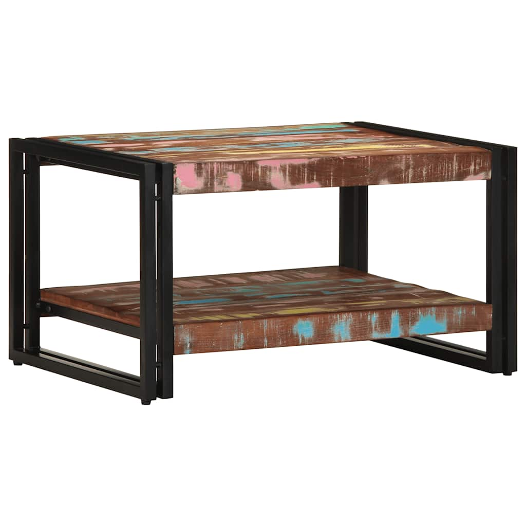 Table basse multicolore 70x50x38 cm bois de récupération massif