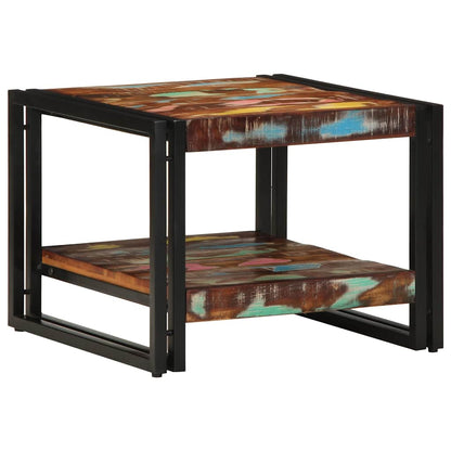 Table basse multicolore 50x50x38 cm bois de récupération massif