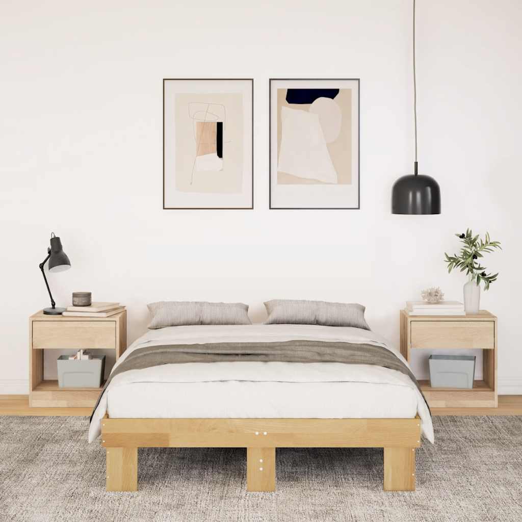 Cadre de lit sans matelas 120x200 cm bois massif de chêne