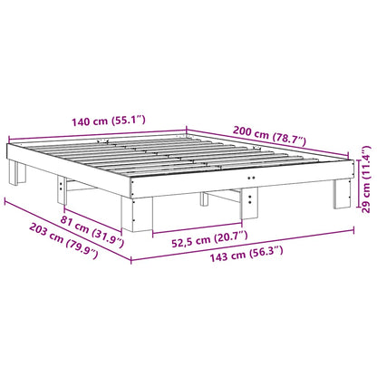 Cadre de lit sans matelas 140x200 cm bois massif de chêne