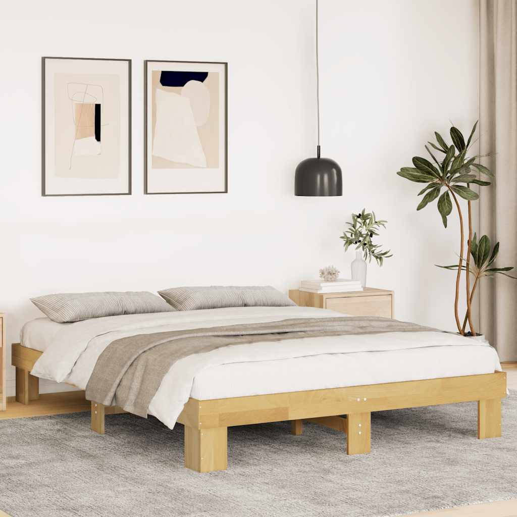 Cadre de lit sans matelas 140x200 cm bois massif de chêne