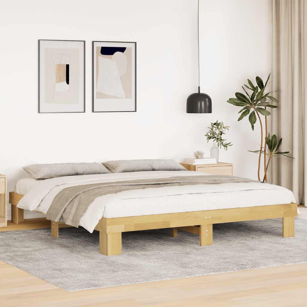 Cadre de lit sans matelas 180x200 cm bois massif de chêne