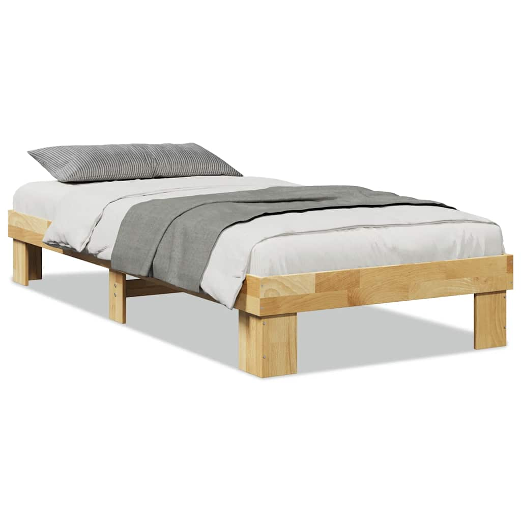 Cadre de lit sans matelas 75x190 cm bois massif de chêne