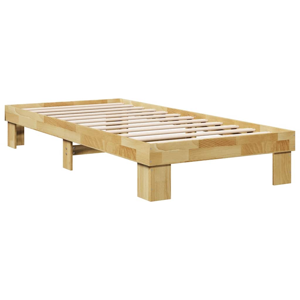 Cadre de lit sans matelas 75x190 cm bois massif de chêne