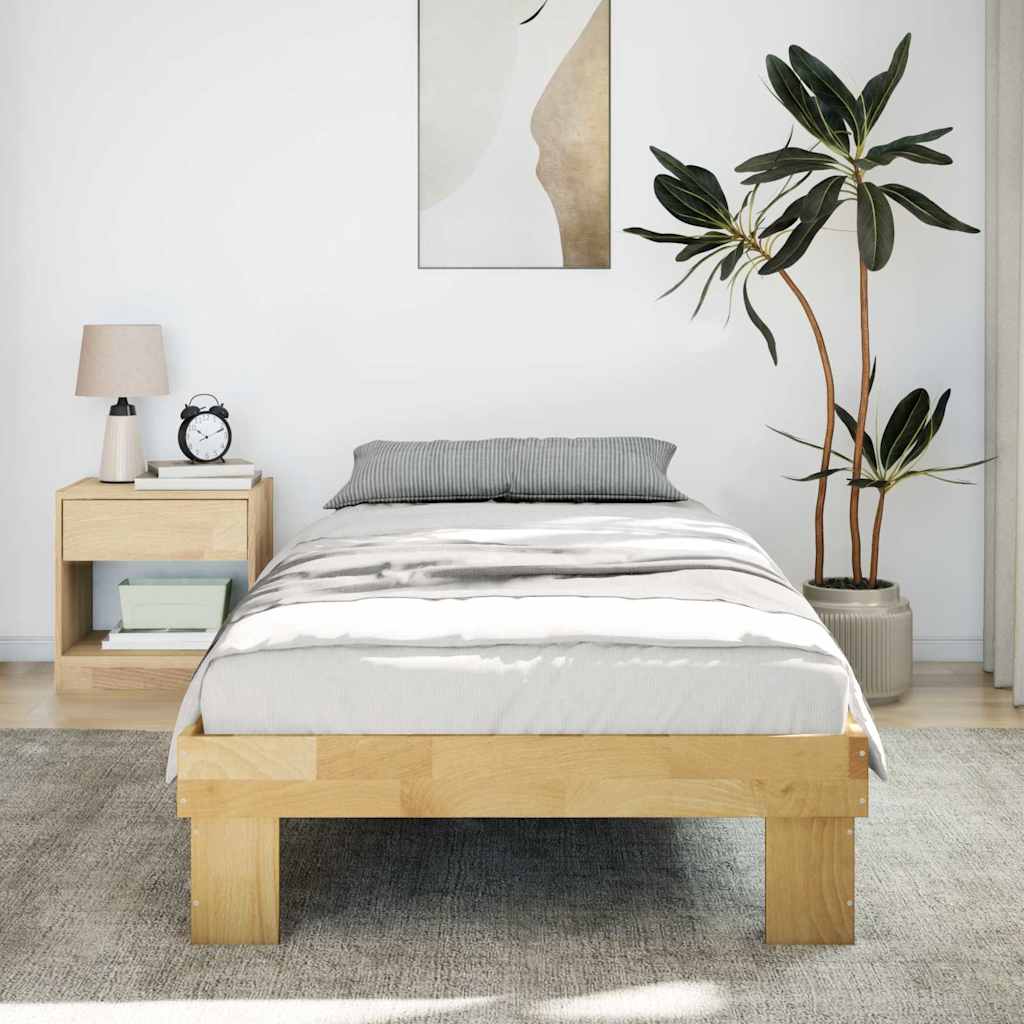 Cadre de lit sans matelas 75x190 cm bois massif de chêne