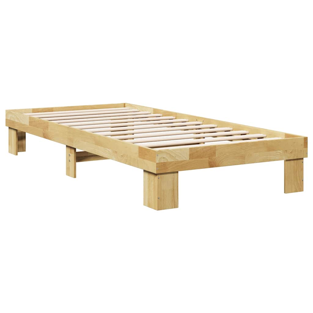 Cadre de lit sans matelas 75x190 cm bois massif de chêne