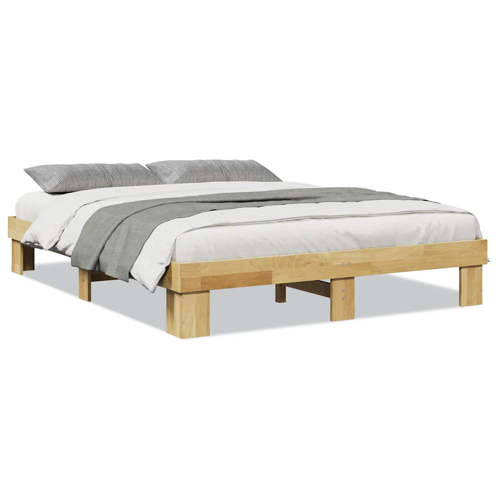 Cadre de lit sans matelas 135x190 cm bois massif de chêne