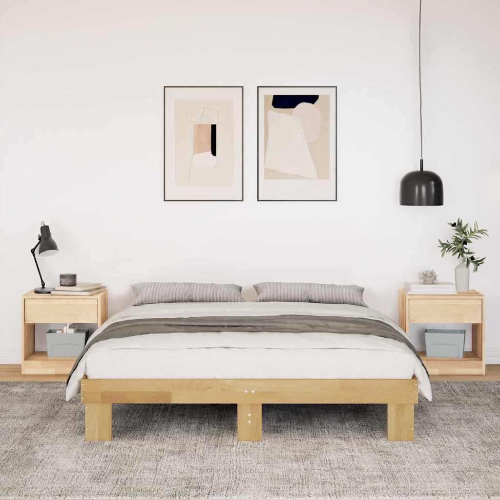 Cadre de lit sans matelas 135x190 cm bois massif de chêne