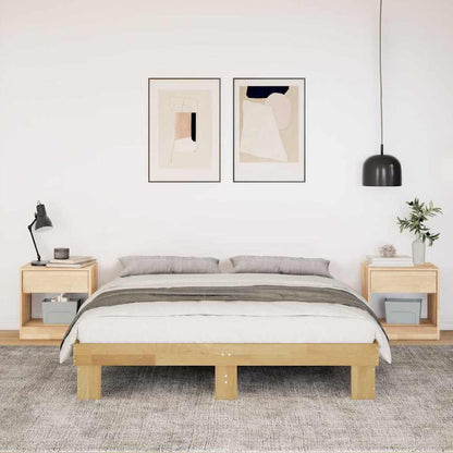 Cadre de lit sans matelas 135x190 cm bois massif de chêne