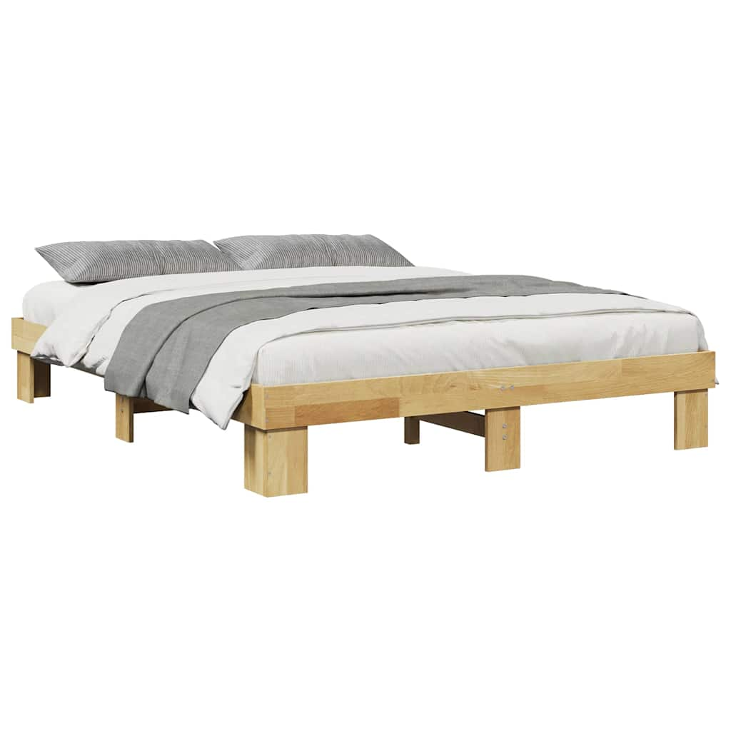 Cadre de lit sans matelas 135x190 cm bois massif de chêne