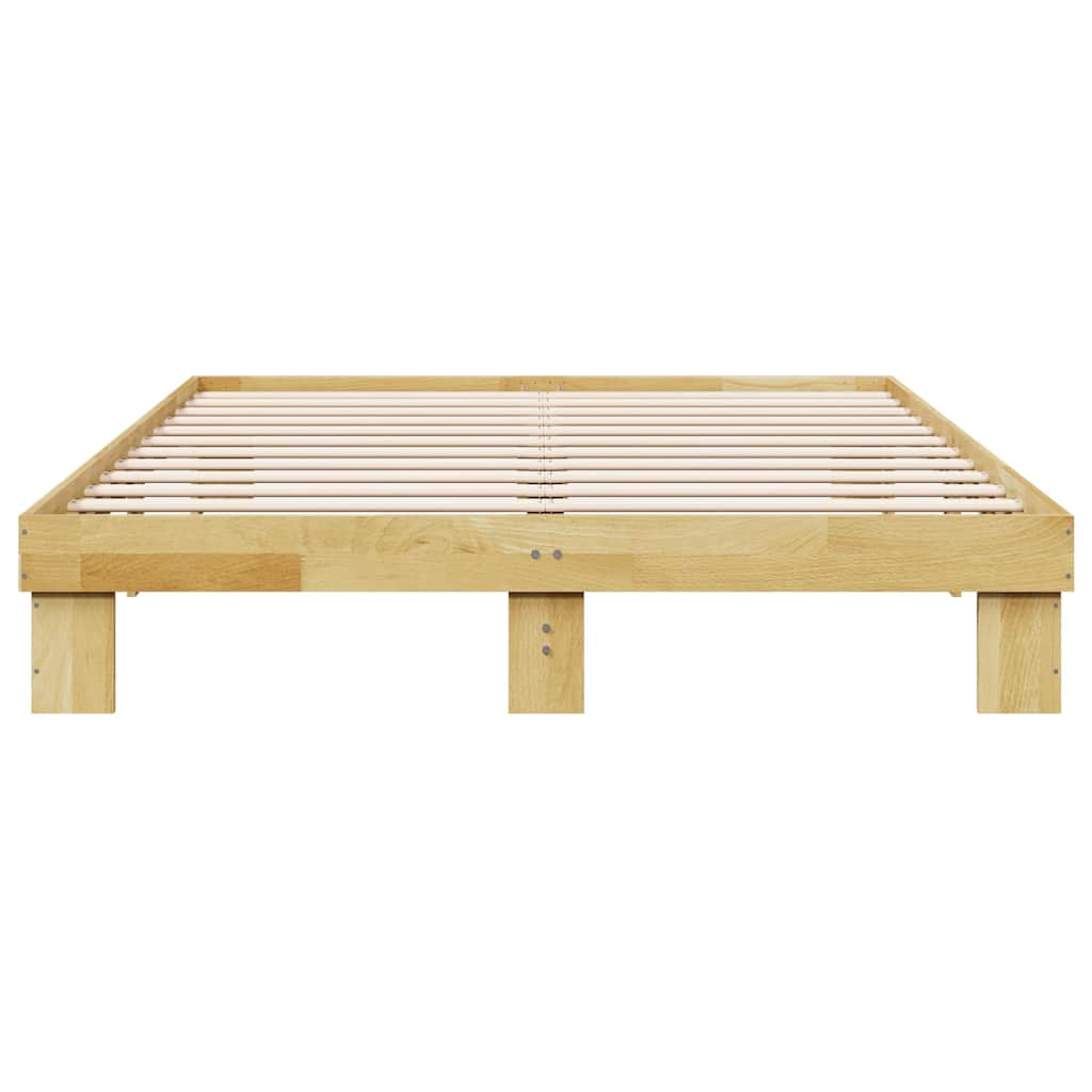 Cadre de lit sans matelas 135x190 cm bois massif de chêne