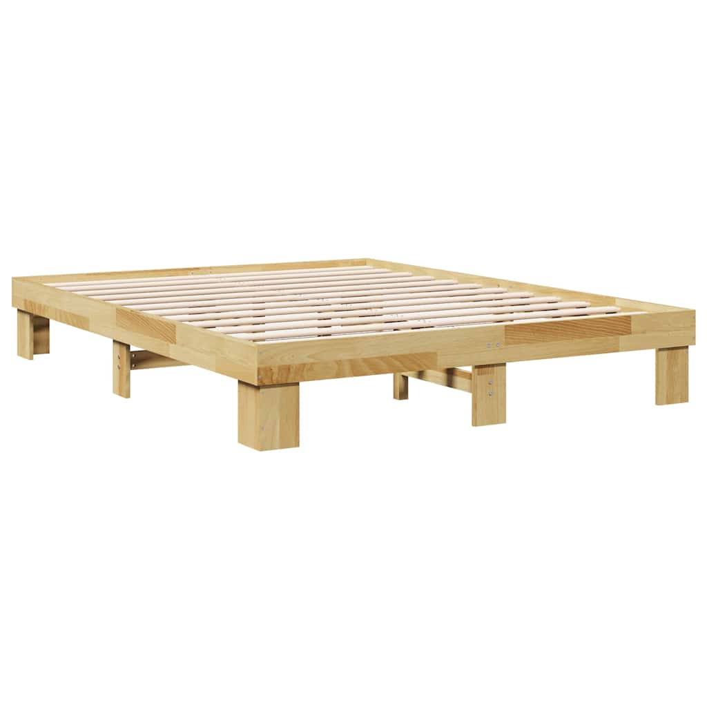 Cadre de lit sans matelas 135x190 cm bois massif de chêne