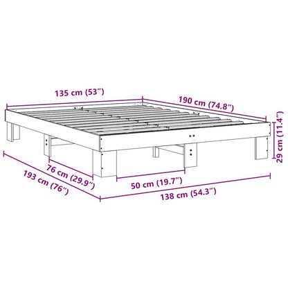 Cadre de lit sans matelas 135x190 cm bois massif de chêne