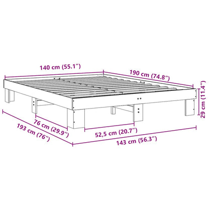 Cadre de lit sans matelas 140x190 cm bois massif de chêne