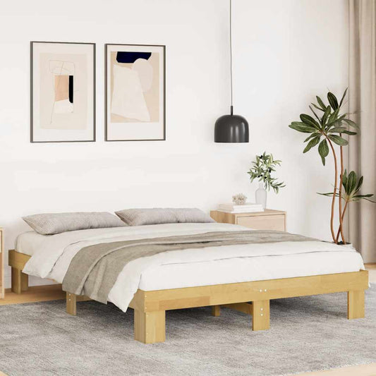 Cadre de lit sans matelas 140x190 cm bois massif de chêne