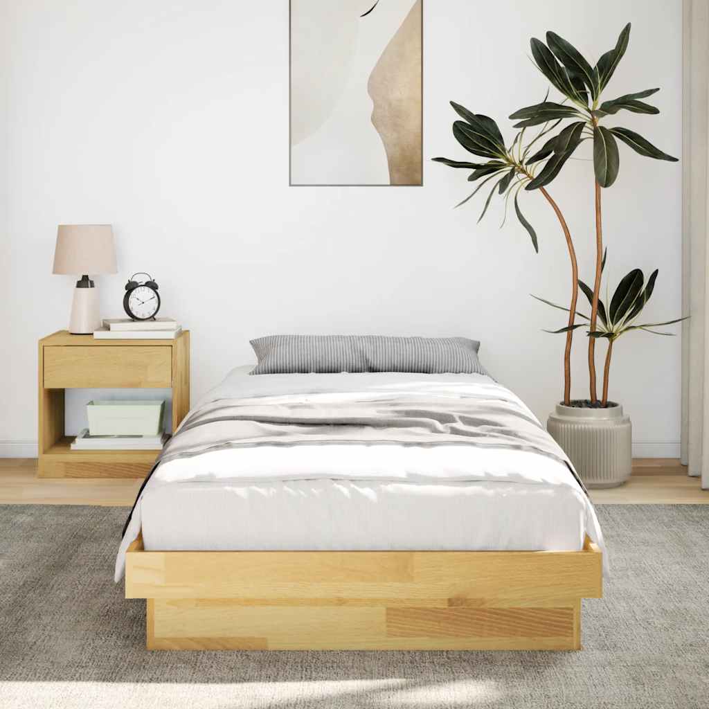 Cadre de lit sans matelas 100x200 cm bois massif de chêne