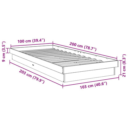 Cadre de lit sans matelas 100x200 cm bois massif de chêne