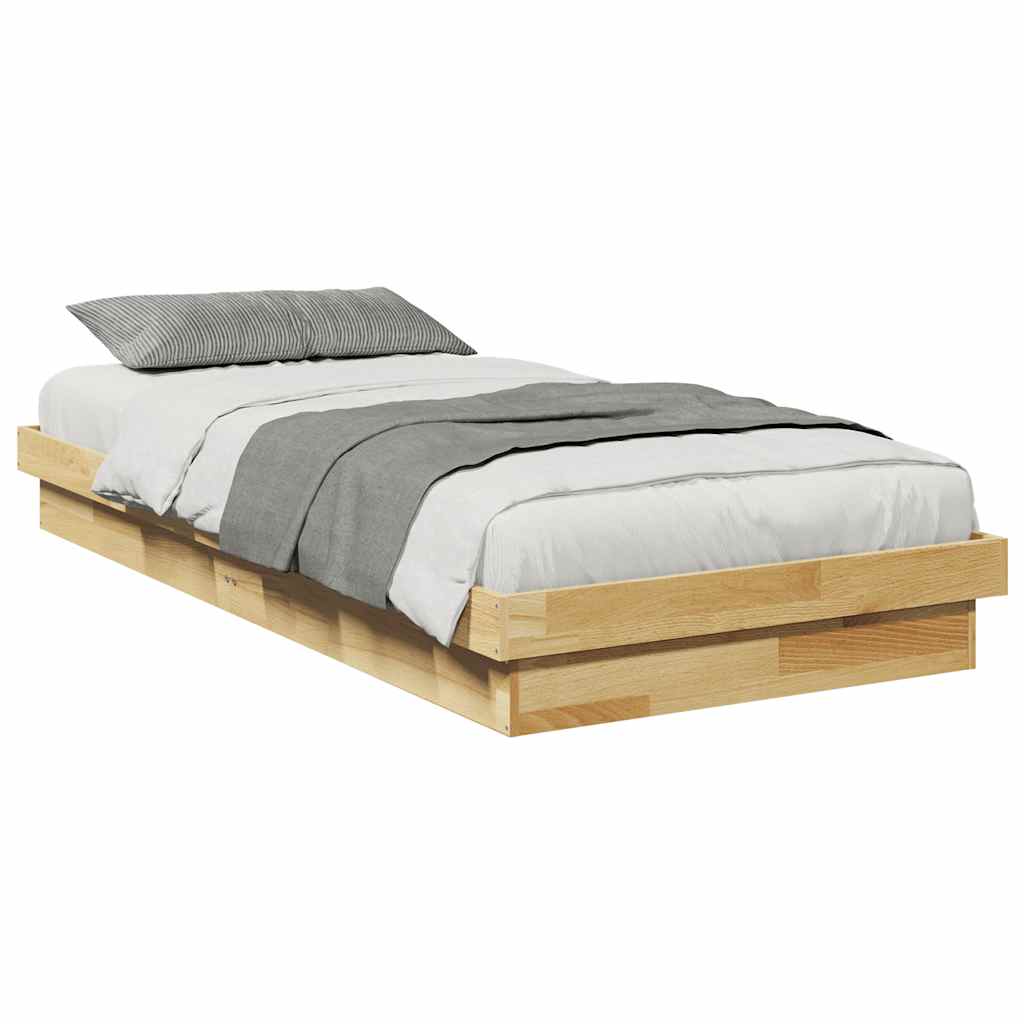 Cadre de lit sans matelas 90x200 cm bois massif de chêne