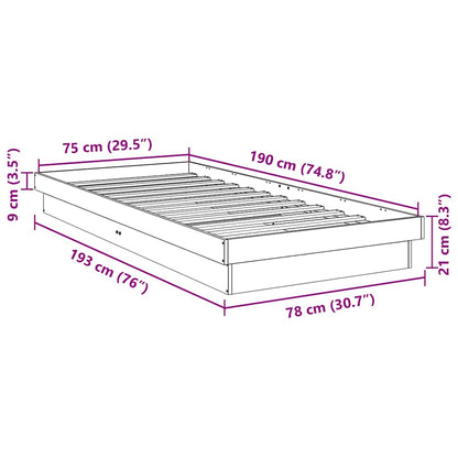 Cadre de lit sans matelas 75x190 cm bois massif de chêne