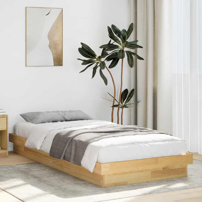 Cadre de lit sans matelas 75x190 cm bois massif de chêne