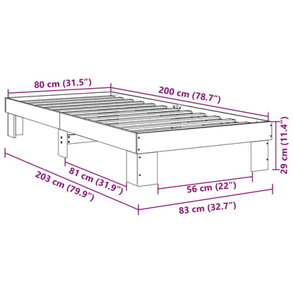 Cadre de lit sans matelas 80x200 cm bois massif de chêne