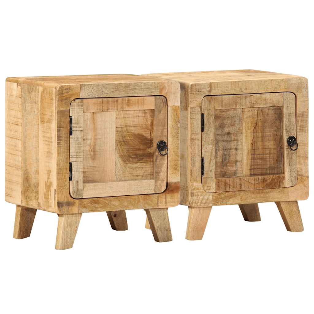 Table de chevet 2 pcs 40x32x46 cm bois massif de manguier brut