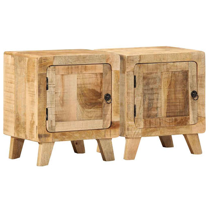 Table de chevet 2 pcs 40x32x46 cm bois massif de manguier brut