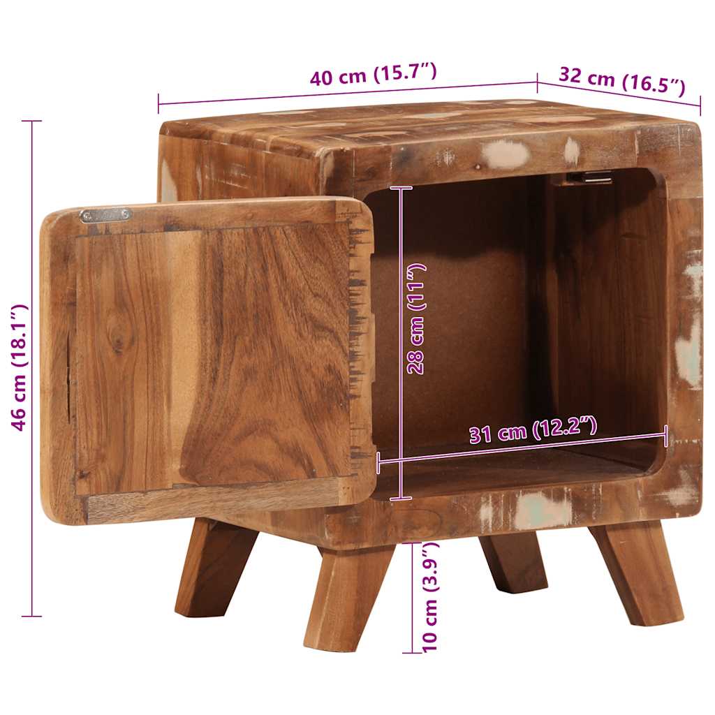 Table de chevet 2 pcs 40x32x46 cm bois massif de récupération