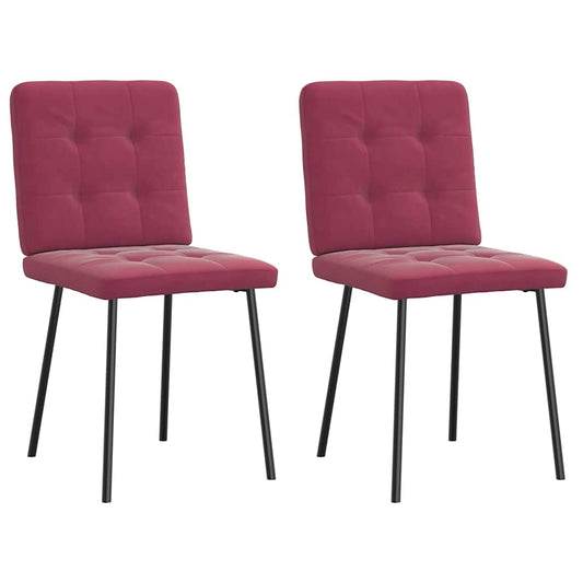 Chaises à manger lot de 2 Rouge bordeaux Velours