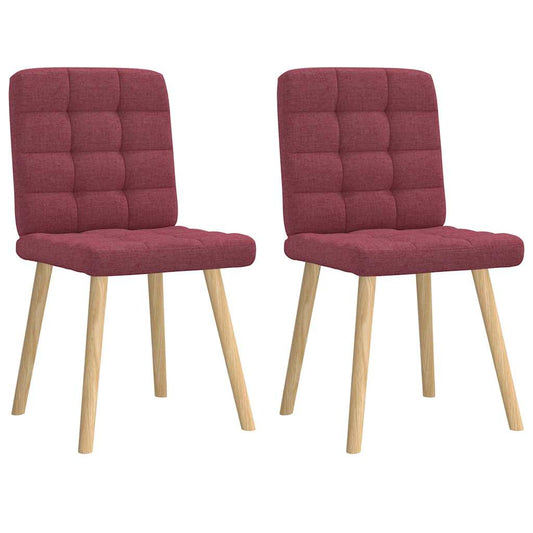 Chaises à manger lot de 2 rouge bordeaux tissu