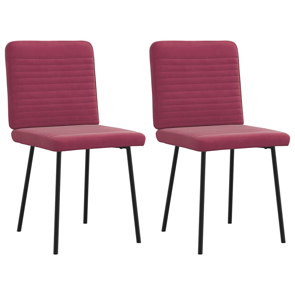 Chaises à manger lot de 2 Rouge bordeaux Velours