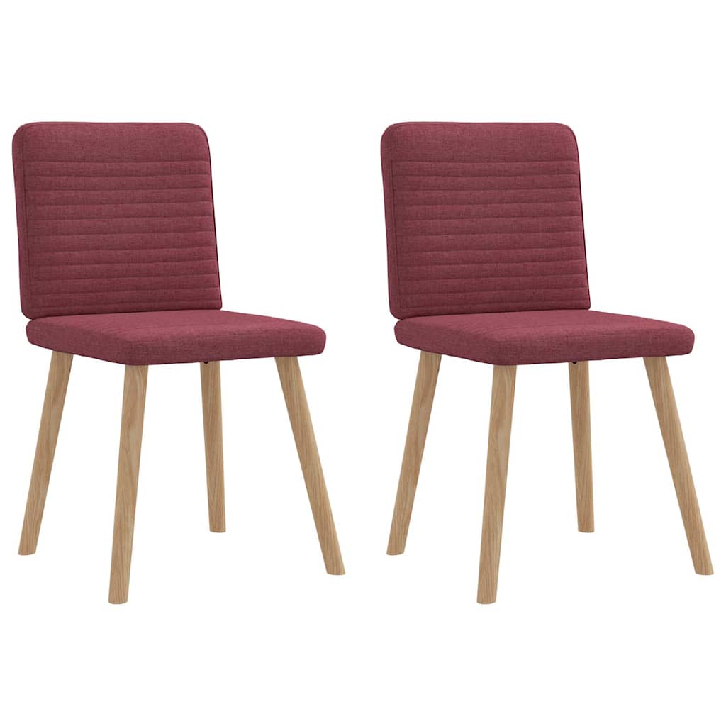 Chaises à manger lot de 2 rouge bordeaux tissu