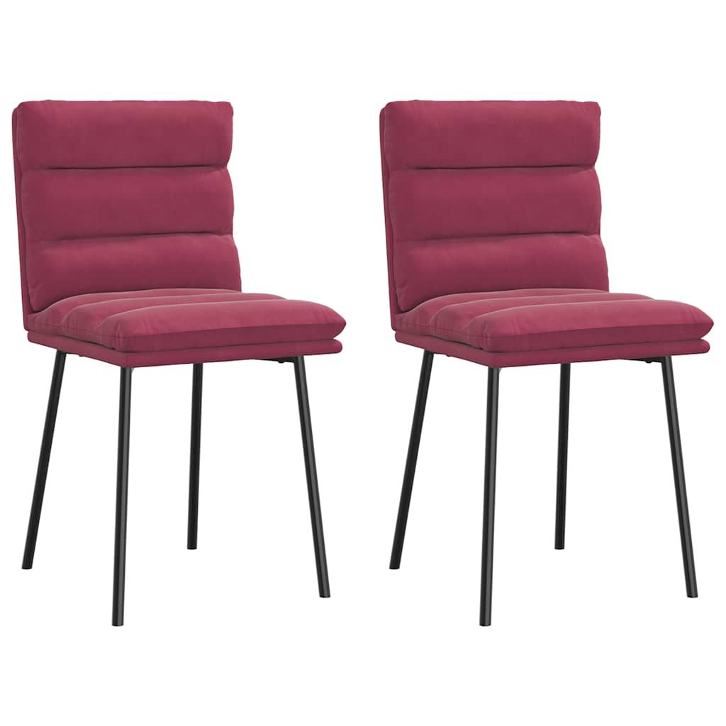 Chaises à manger lot de 2 Rouge bordeaux Velours