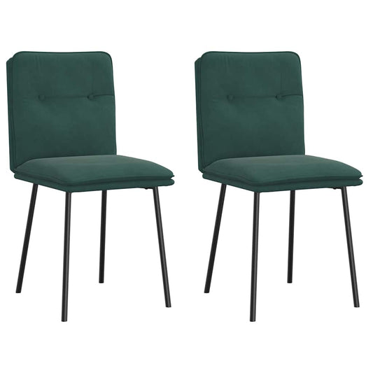 Chaises à manger lot de 2 Vert foncé Velours