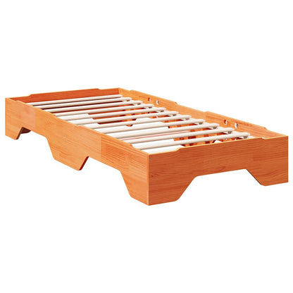 Cadre de lit sans matelas empilable cire marron 100x200 cm