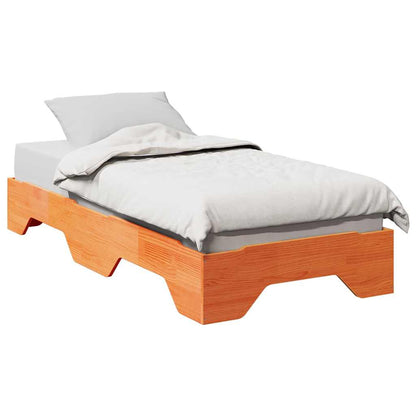 Cadre de lit sans matelas empilable cire marron 100x200 cm