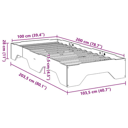 Cadre de lit sans matelas empilable cire marron 100x200 cm