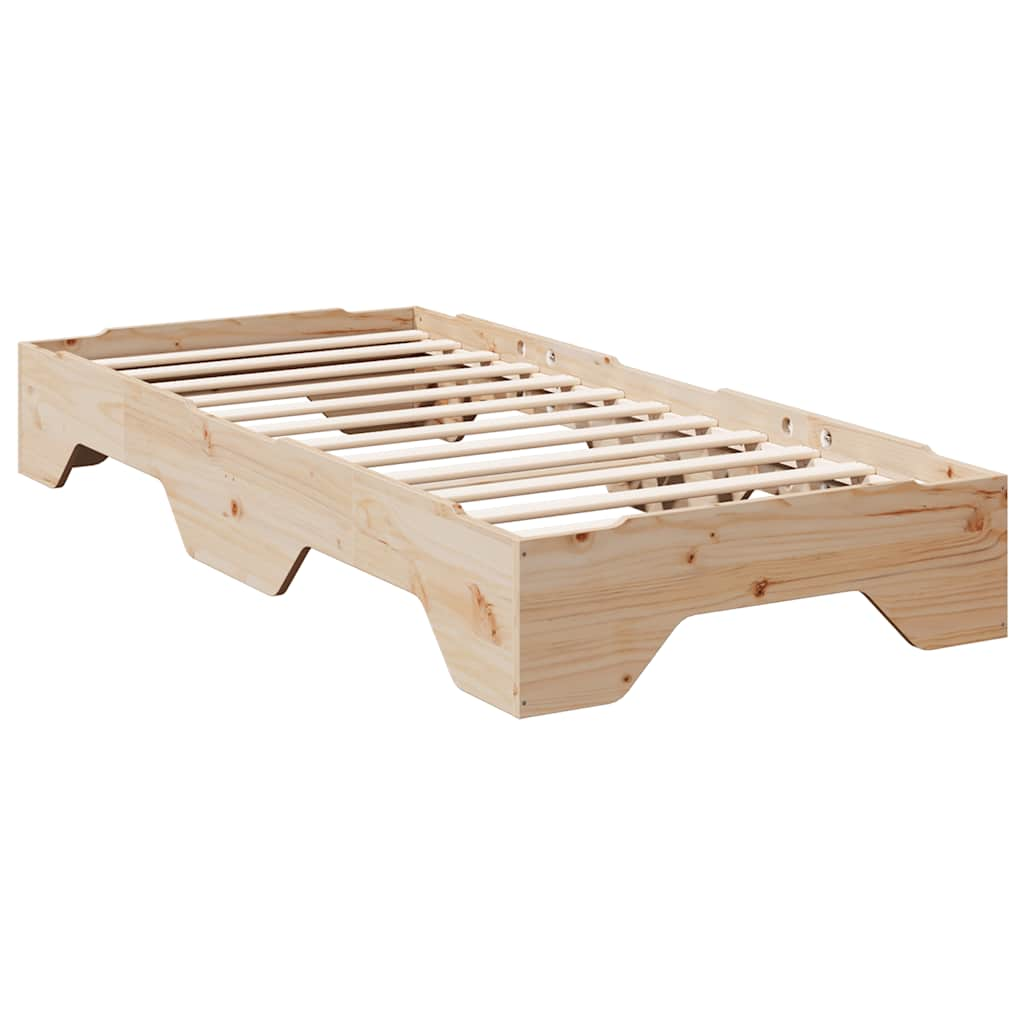 Cadre de lit sans matelas empilable 90x200 cm bois massif