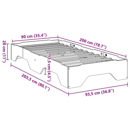 Cadre de lit sans matelas empilable 90x200 cm bois massif