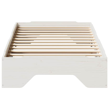 Cadre de lit sans matelas empilable blanc 90x200 cm bois massif